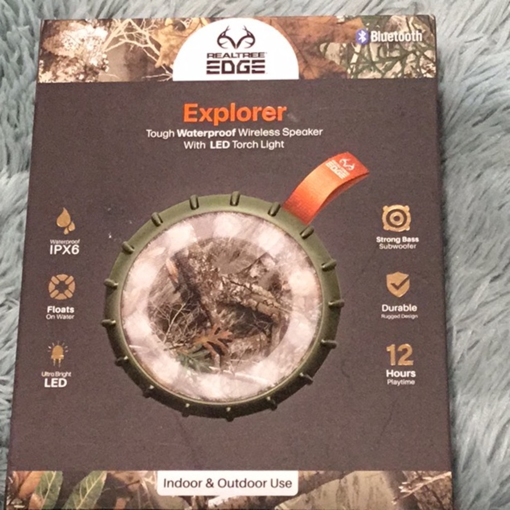 Realtree Edge Explorer Tough Waterproof Wireless Bluetooth Speaker with LED Lt.
